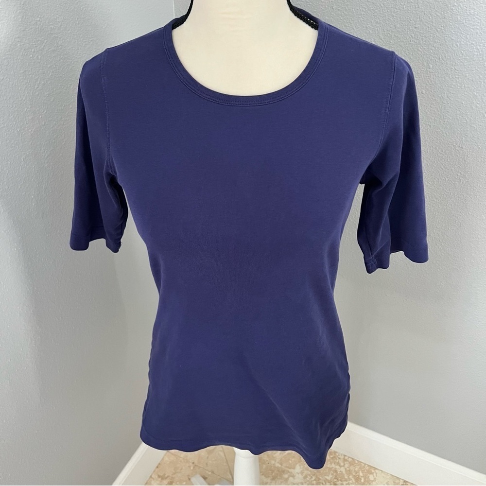 Duluth Trading Co. Women's Purple 100% Cotton Crew Neck Short Sleeve Tee Shirt S